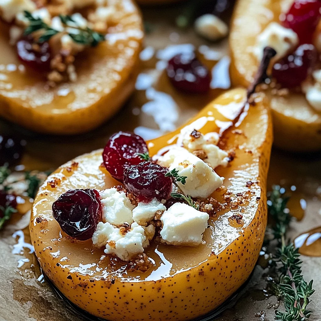 Baked Pears with Feta, Honey, and Cranberries