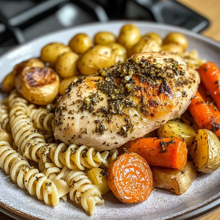 Garlic-Herb Chicken with Roasted Veggies & Creamy Rotini