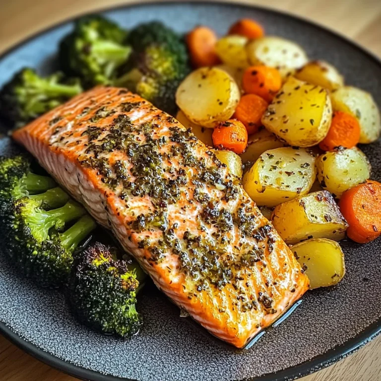 Garlic Salmon with Herbed Potatoes, Carrots & Broccoli