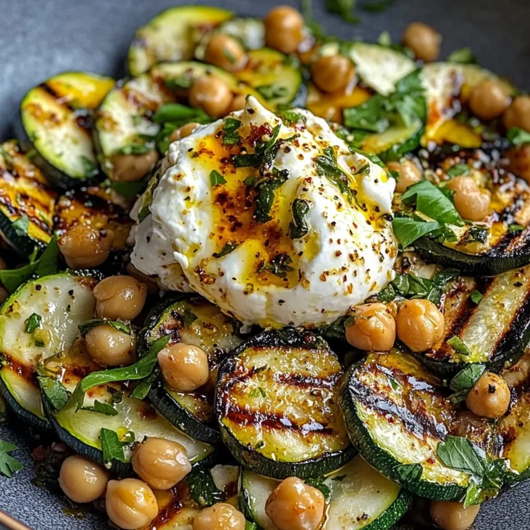 Grilled Zucchini Chickpea Salad with Burrata & Chili Oil